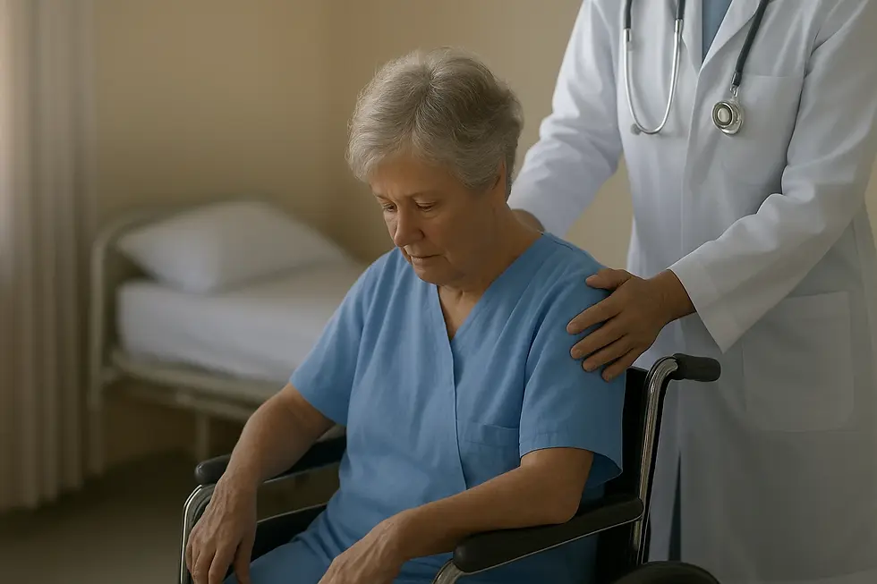 Una paziente in una casa di cura