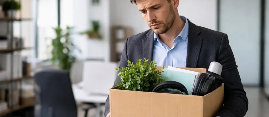 Un dipendente che abbandona il proprio ufficio dopo essere stato licenziato