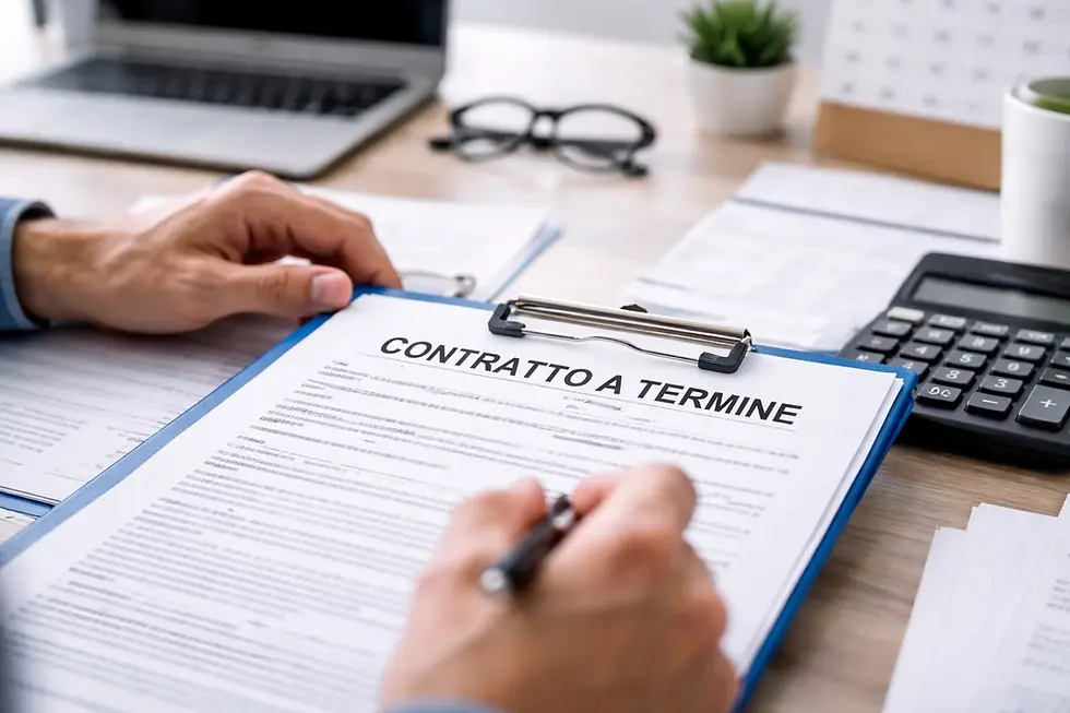 Un datore di lavoro che redige un contratto a termine