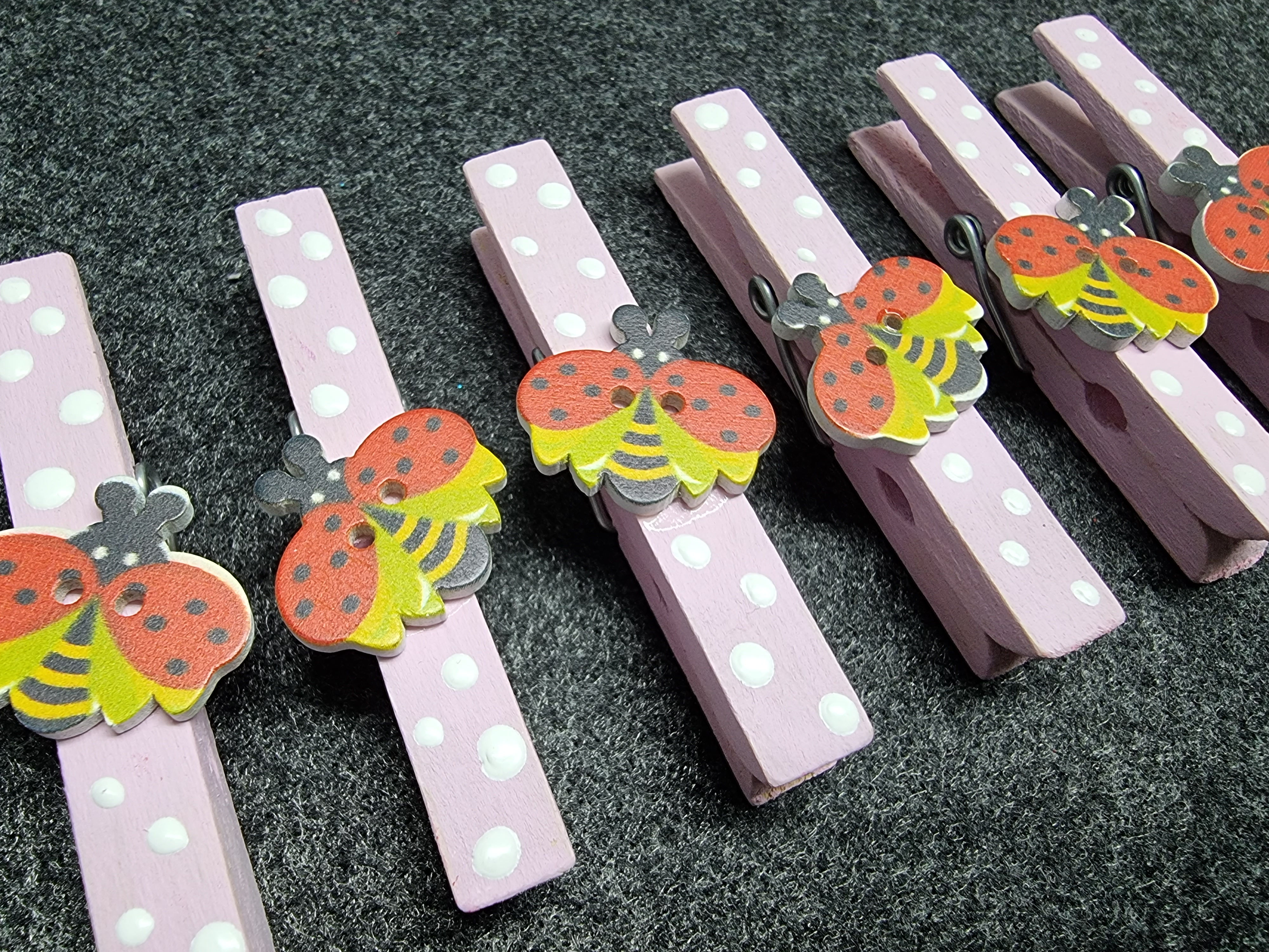 6 Deko Holz Klammern 7,5 cm