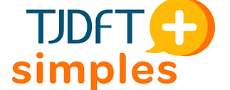 Logomarca do Programa TJDFT+simples. Texto: TJDFT, seguido por um balão de diálogo amarelo com um sinal de adição em seu interior. Texto: simples. Falamos a sua língua.