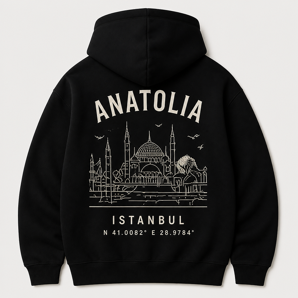 Küçük resim: İstanbul Koordinat Detaylı Siyah Oversize Hoodie