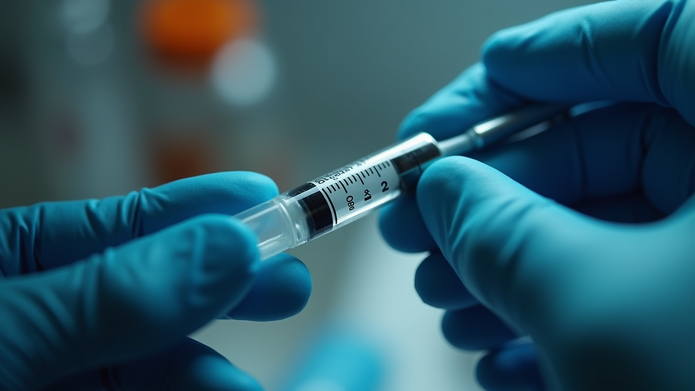 Close-up view of a syringe preparing regenerative therapy injection