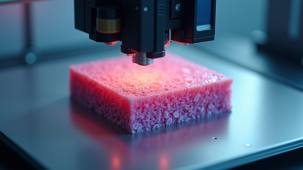 Close-up view of 3D bioprinter creating tissue layers