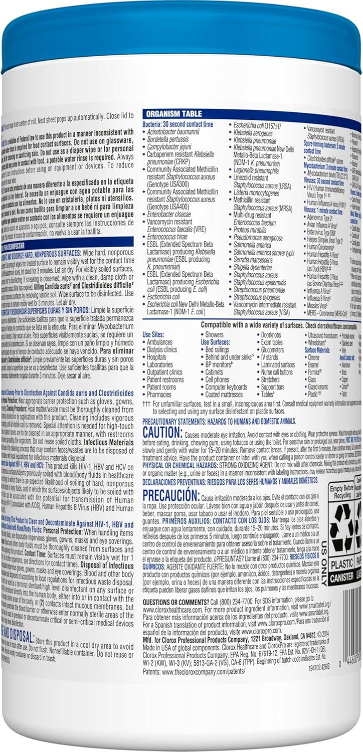 Thumbnail: Clorox Healthcare Bleach Germicidal Wipes, 150 Count Canister (Package May Vary)