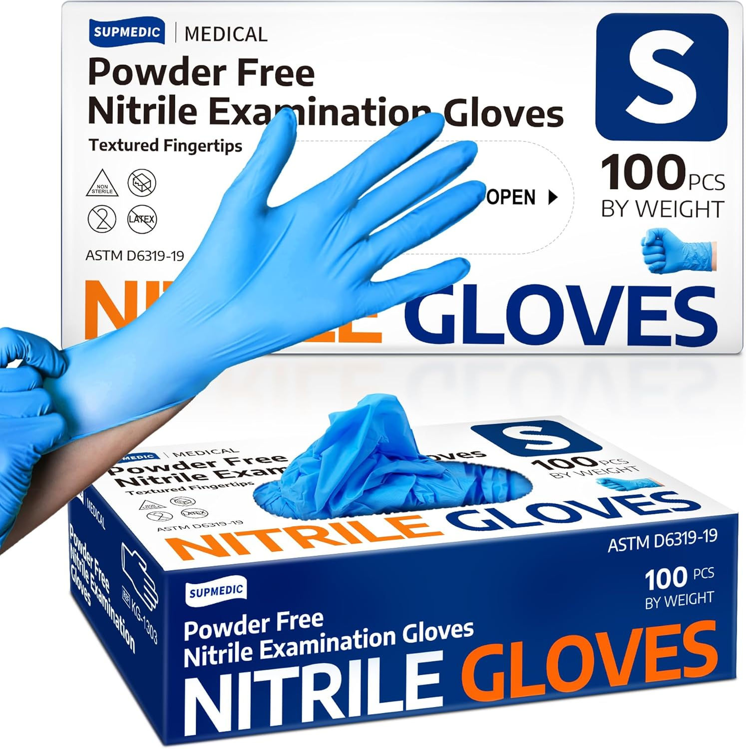 Medical Nitrile Exam Gloves, Latex-Free & Powder-Free Non-Sterile Food Safe Cle