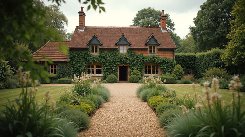 Wide angle view of a rustic Surrey garden wedding venue