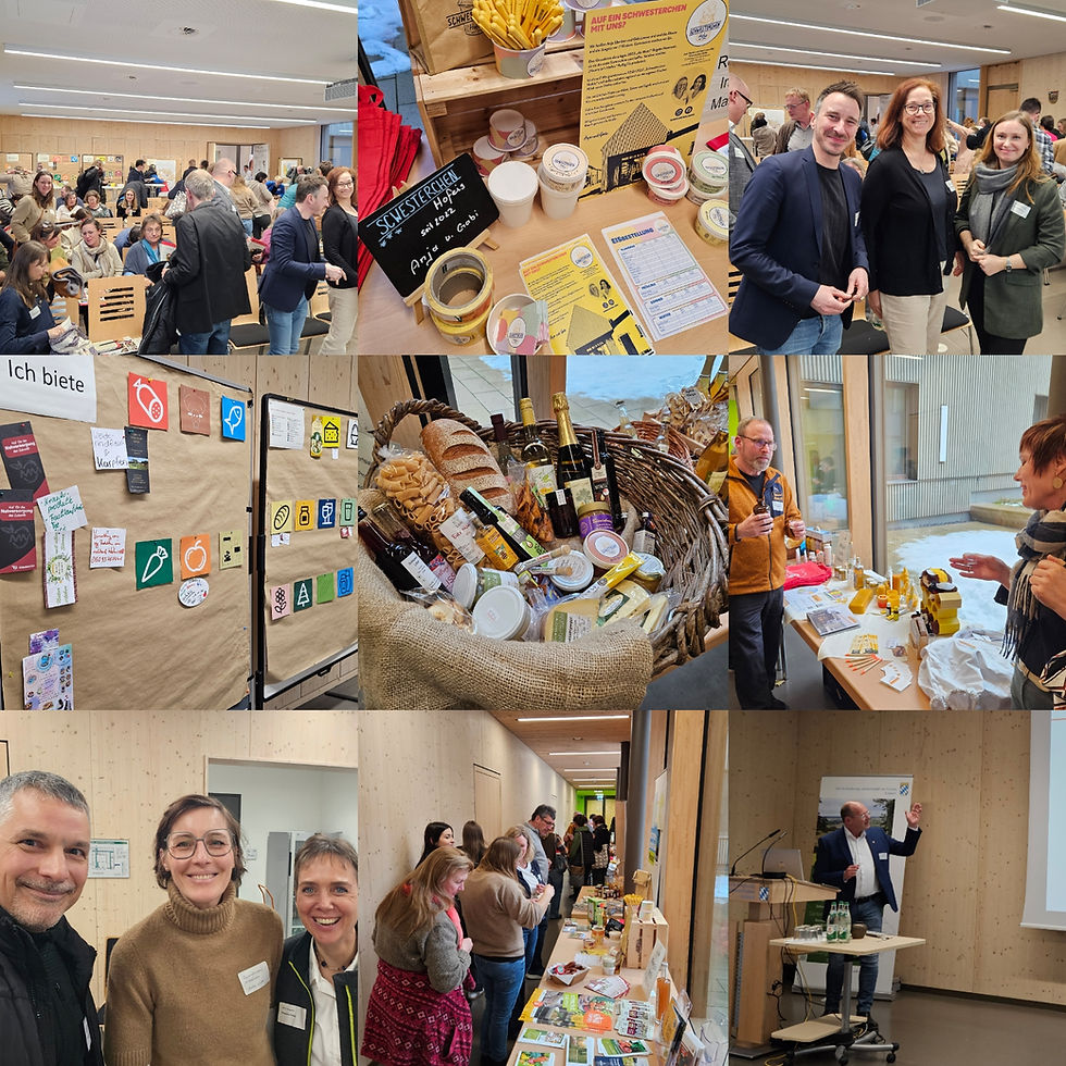 Eine Collage von Bildern vom Treffen von Menschen rund um das Thema Nahversorgung und Direktvermarktung in Ansbach