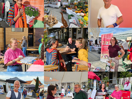 Eine collage von Menschen auf dem Markt im Forum der Schönheit