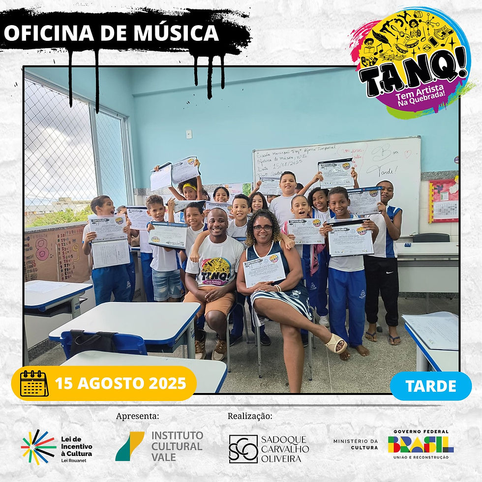 Oficina de Música voltada para o RAP e TRAP, nº 16, realizada dia 15/08/2025, na Escola Municipal Professor Afonso Temporal, no turno vespertino, com a turma do 4º ANO D, do ensino fundamental 1: