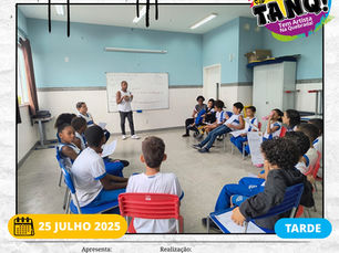 Oficina de Música voltada para o RAP e TRAP, nº 10, realizada dia 25/07/2025, na Escola Municipal Professor Afonso Temporal, no turno vespertino, com a turma do 4º ANO D, do ensino fundamental 1: