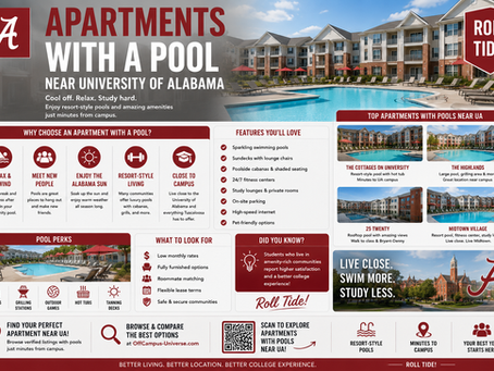 Apartments with a Pool Near the University of Alabama: A Student's Guide