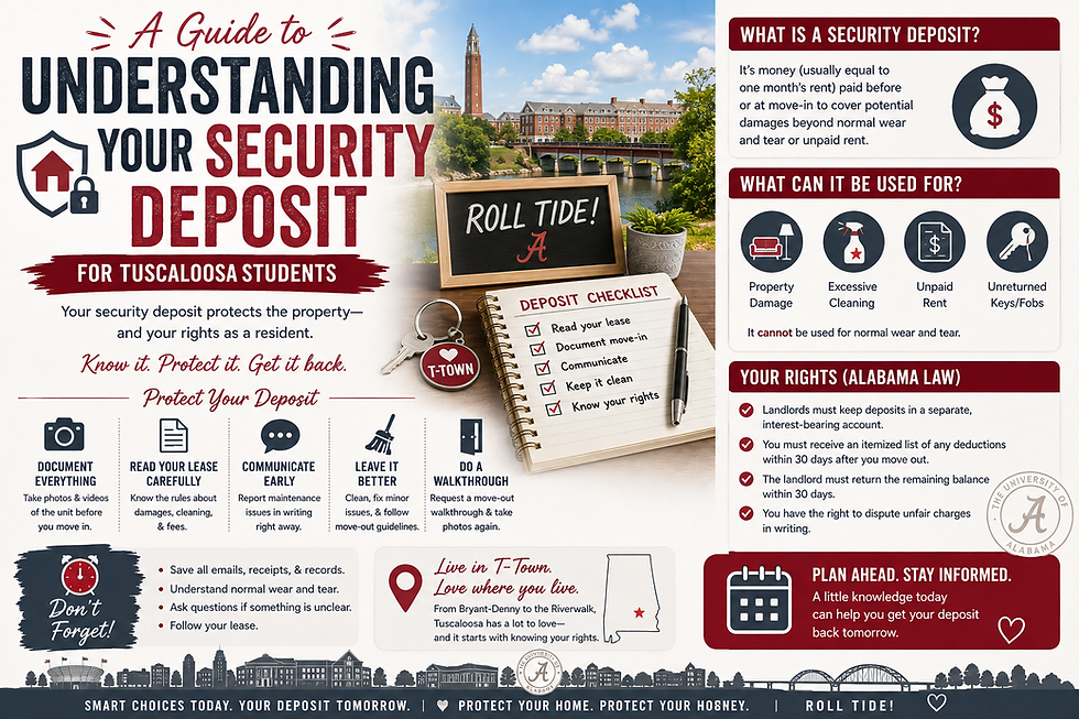 guide to understanding your security deposit for tuscaloosa students