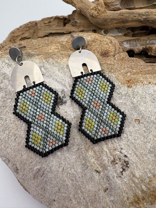 Miniature : boucles d'oreilles tosca tissées en perles miyuki à la main