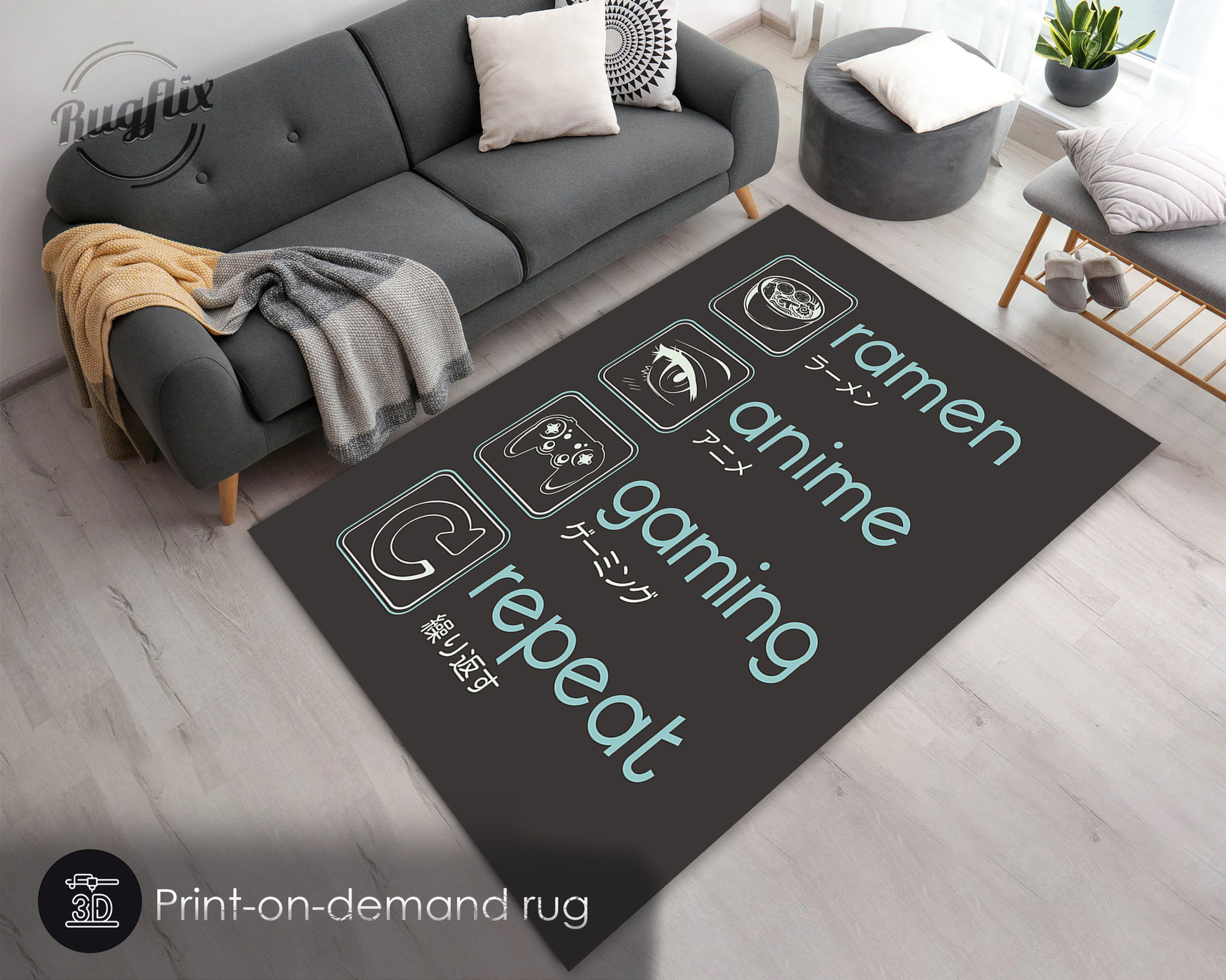 Ramen Anime Oyun Tekrar Oyuncu Halısı