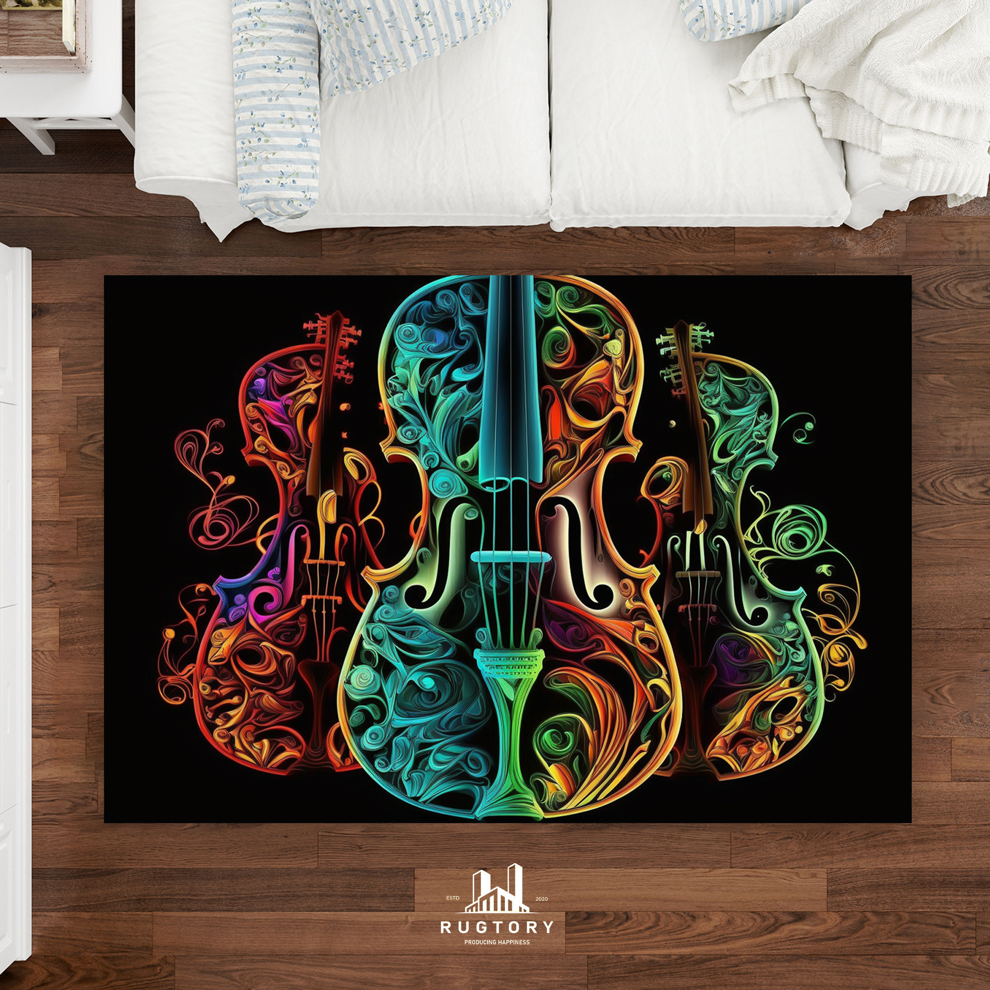 Vibrant Colors Violin Pattern Rug