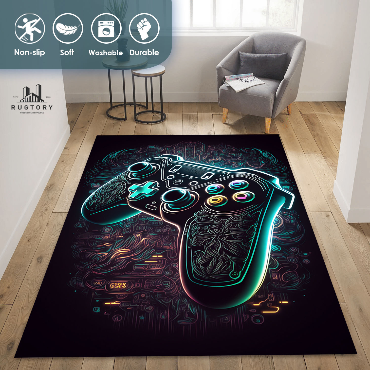 Neon Oyun Kumandası Halısı