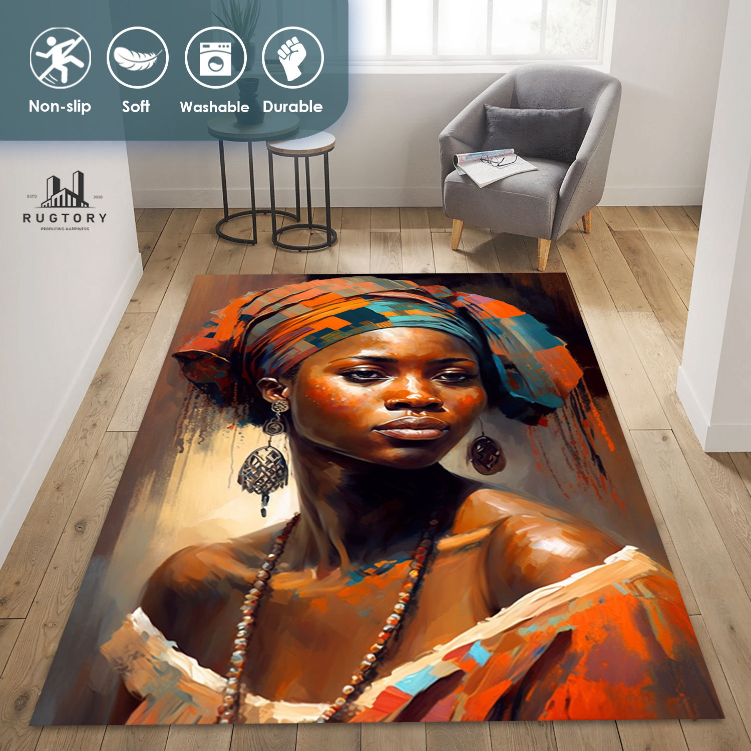 African Woman Design Rug