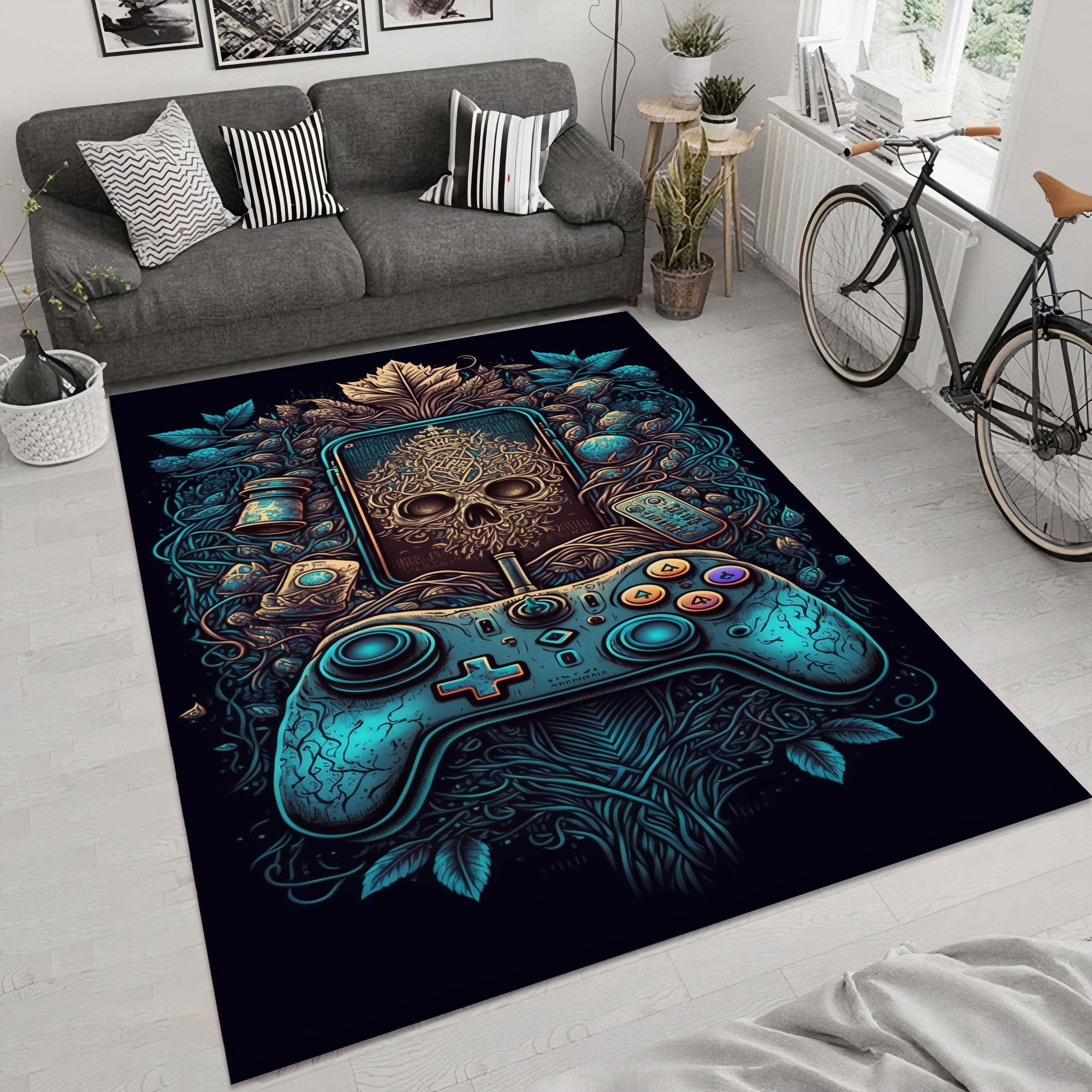 Kafatası Detaylı Uzaktan Kumandalı Oyuncu Halısı