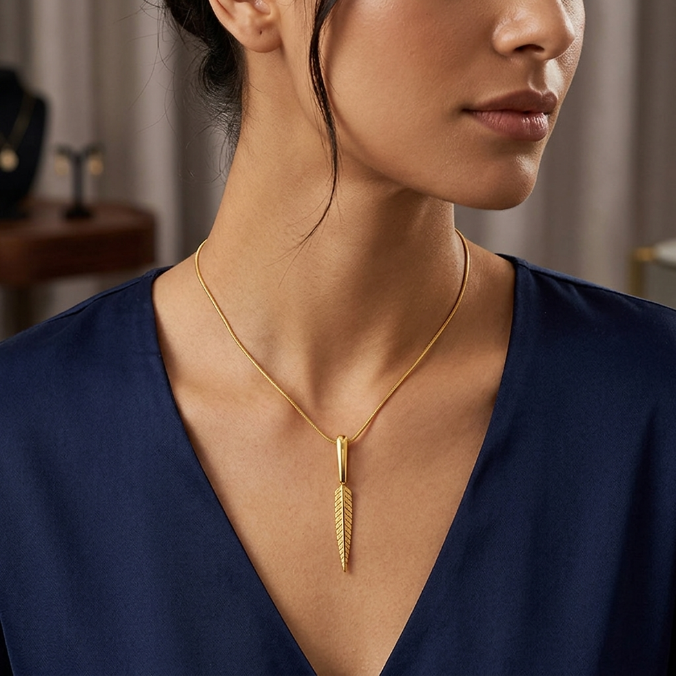 Thumbnail: Golden Leaf Pendant Necklace