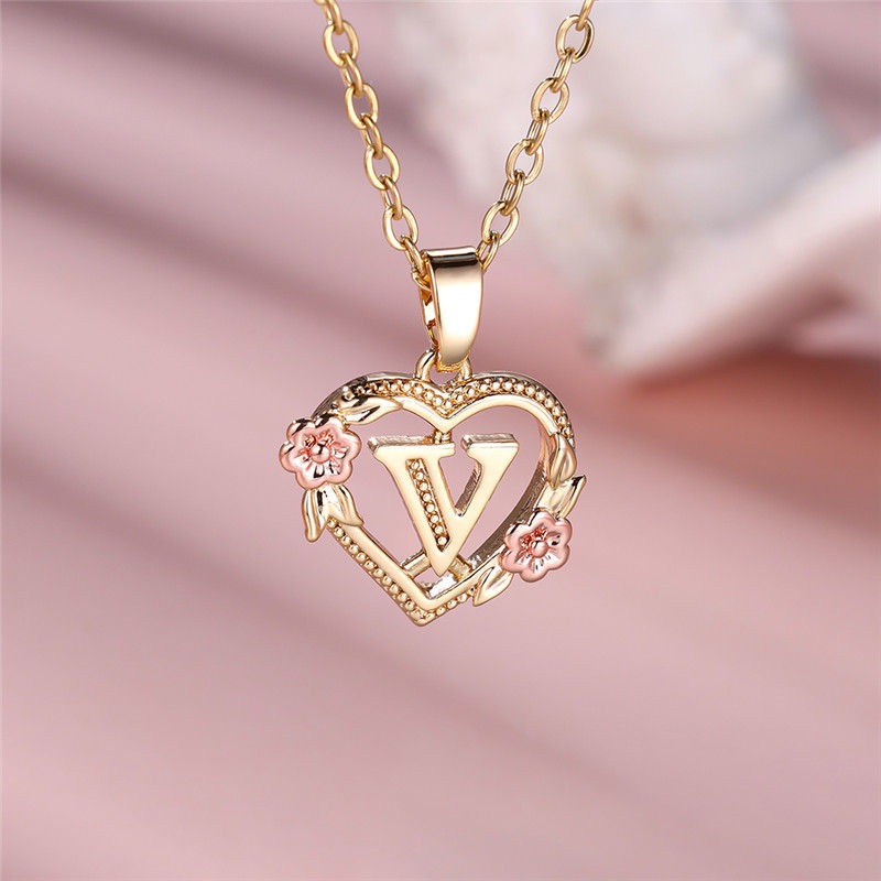 Thumbnail: Blooming Initial Heart Necklace