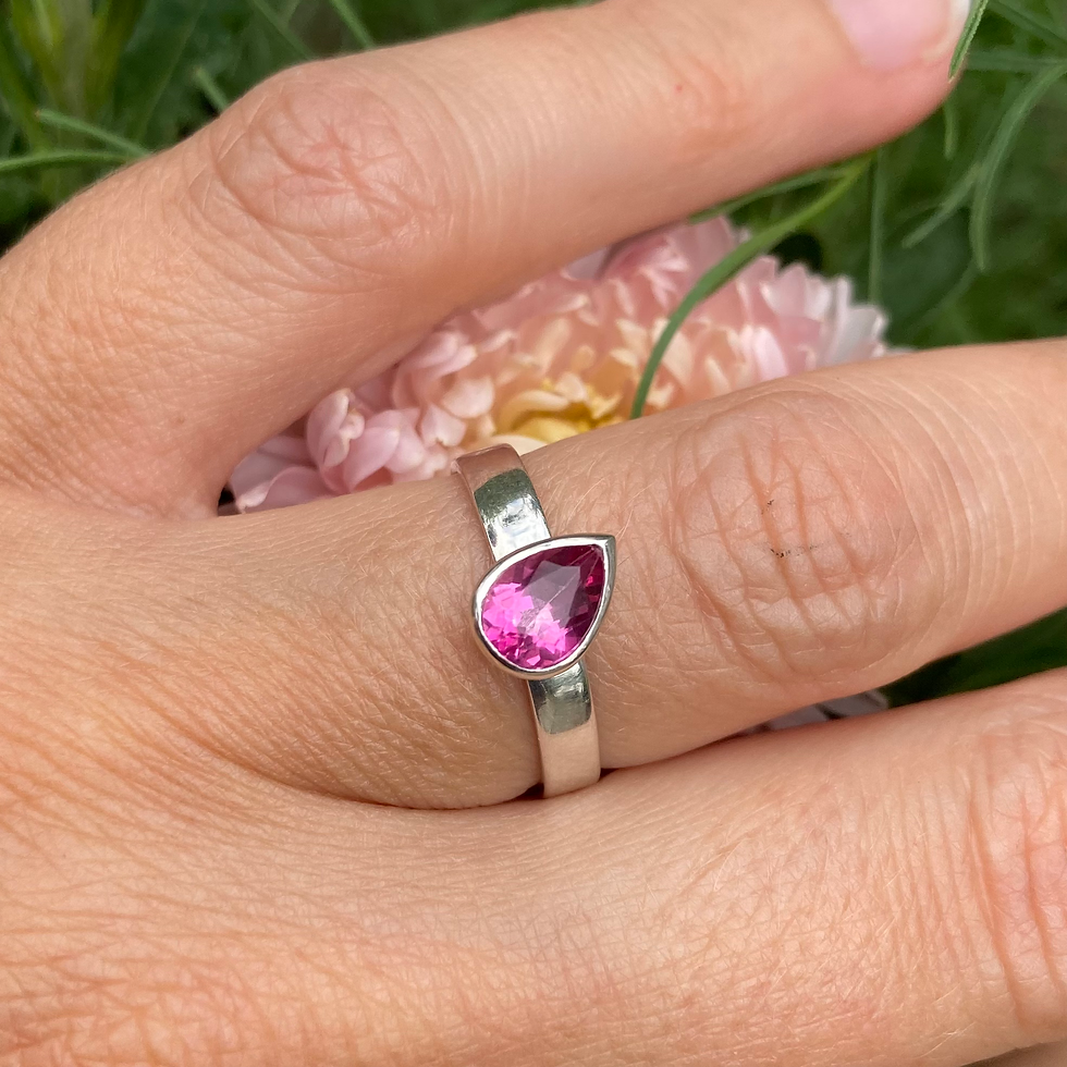 Thumbnail: Pear cut Pink Topaz Ring