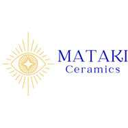 logo œil grec qui protège et nom de la marque Mataki Ceramics 