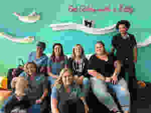 The Pet Waggin' Team at the Feline Cafe in Long Beach