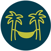a palm tree and hammack icon