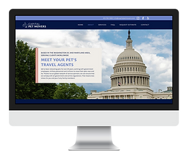 Website mockup of Capital Pet Movers shown to portray branding and Wix website design.