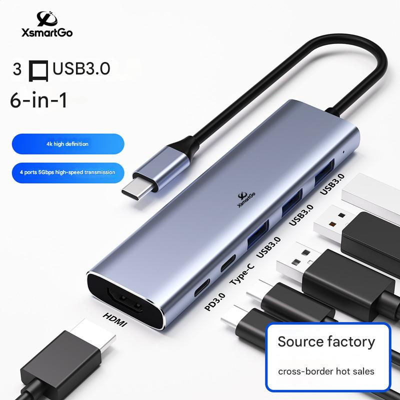 縮圖：6-in-1 C-port hub: USB3.0*3+Typec 5G+HDMI+PD100W
