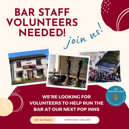 The Radnor Arms is seeking volunteers to  join its winter bar team