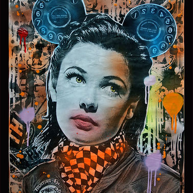 metro, mouse, fashion model, sky, pilot, mouse ears, portrait, pop art, street art, original, new art,