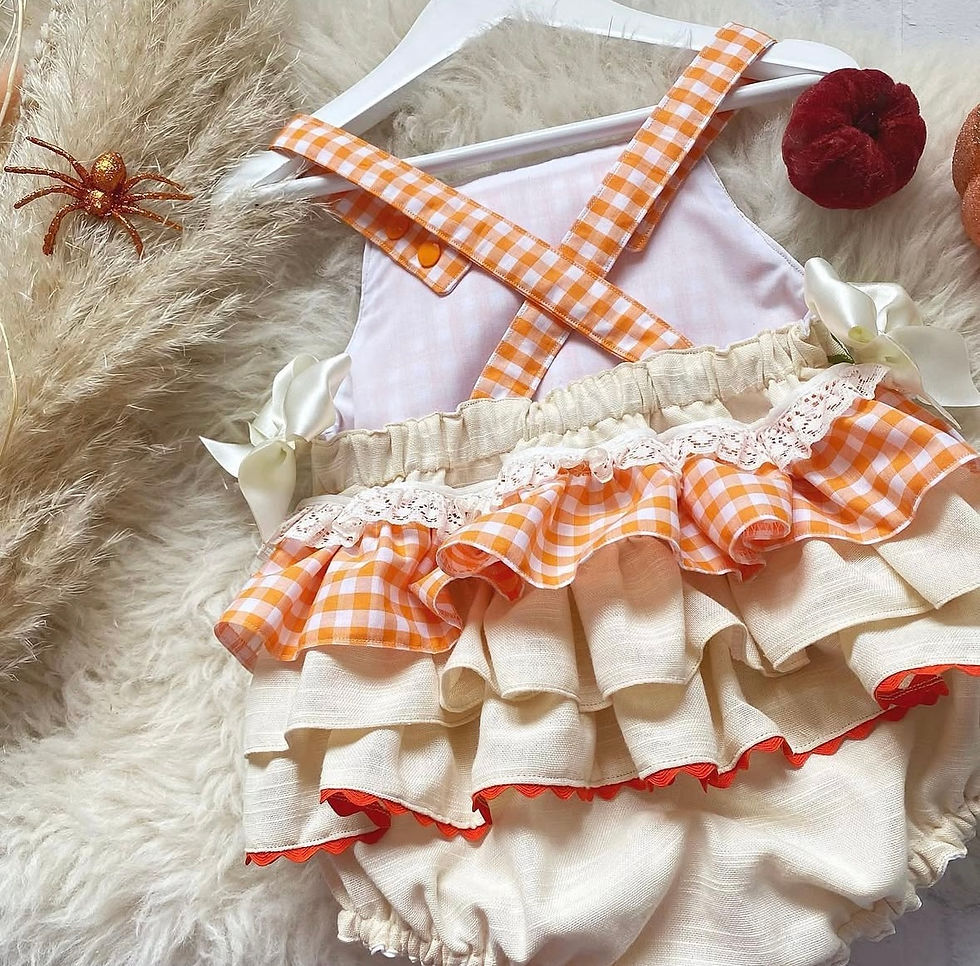 Thumbnail: Embroidered Front Panel Pumpkin Frill Romper