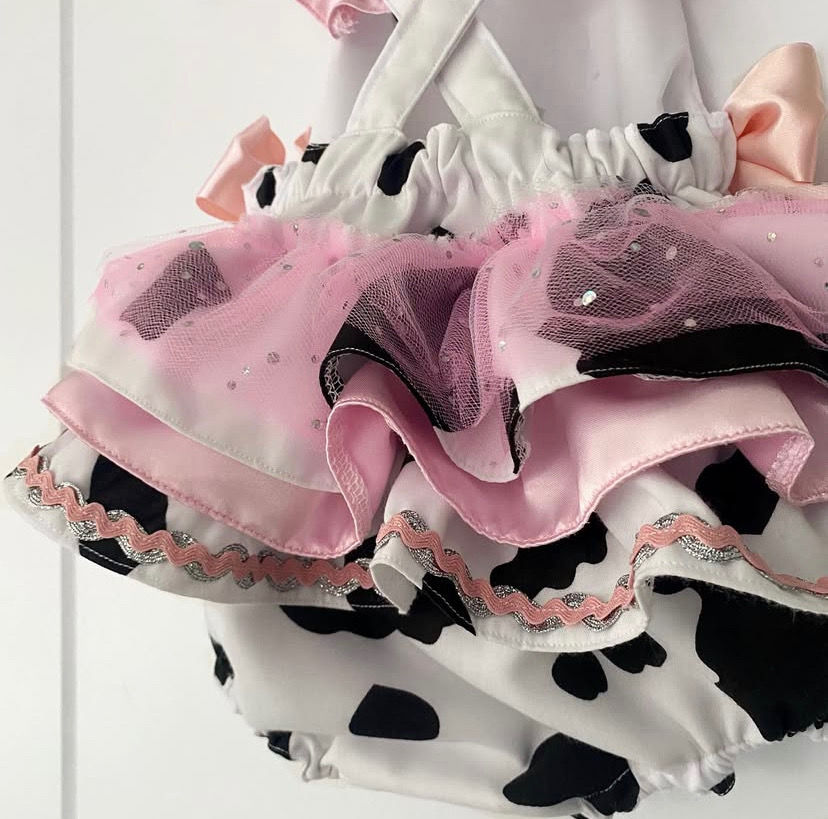 Thumbnail: Cow Print and Pink Romper