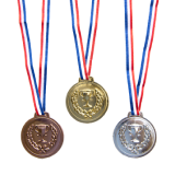 Gold, silver, and bronze medals