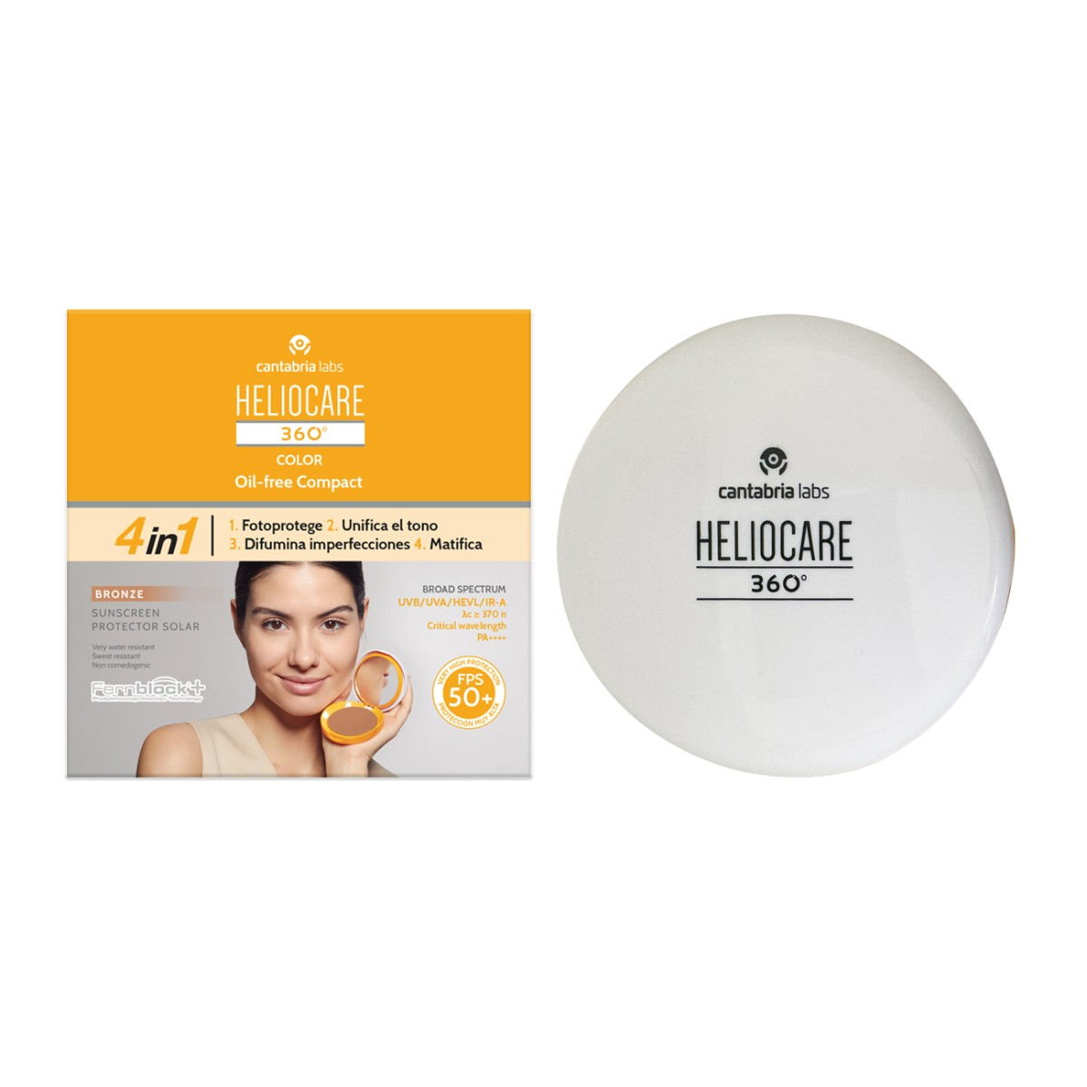 Heliocare 360 Oil-Free Compact FPS50 10gr - Color Bronze