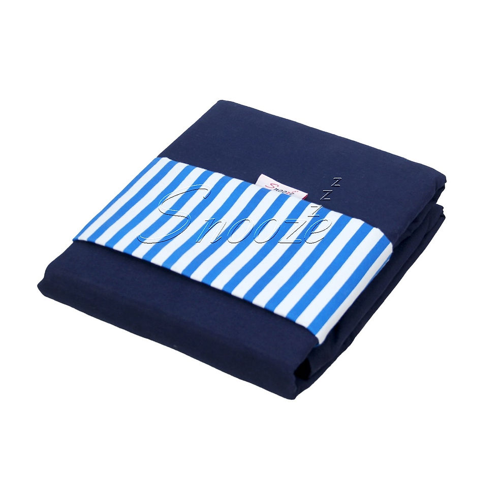 الصورة المصغرة: Snooze, Flat Bed Sheet(Dark blue stripped) طقم ملايات فلات(تصميم دارك بلوسترابيد