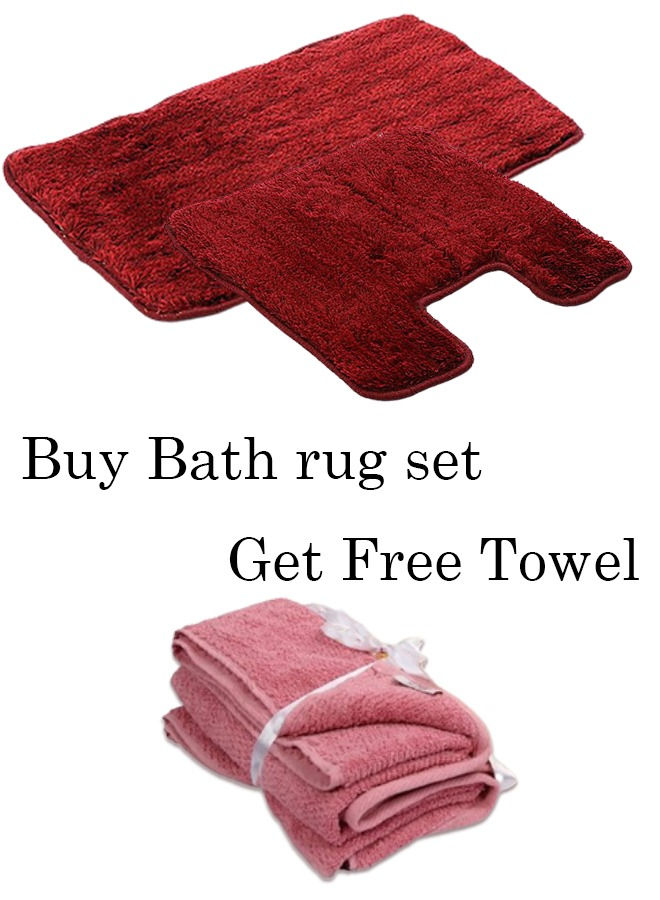 Buy Bath rug set 2pcs- Get 1Hand towel free, Tiba - طقم دواسات قطعتين+فوطه هدية