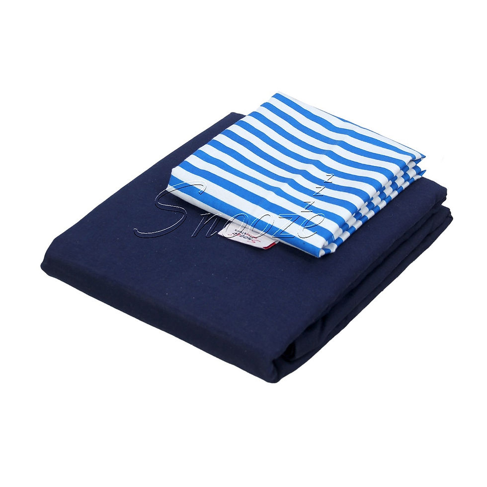 الصورة المصغرة: Snooze, Flat Bed Sheet(Dark blue stripped) طقم ملايات فلات(تصميم دارك بلوسترابيد