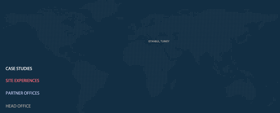 Business development experience map of KAGAN DOLEK Management Consultancy. Head office, international case studies, site experiences and partner offices.