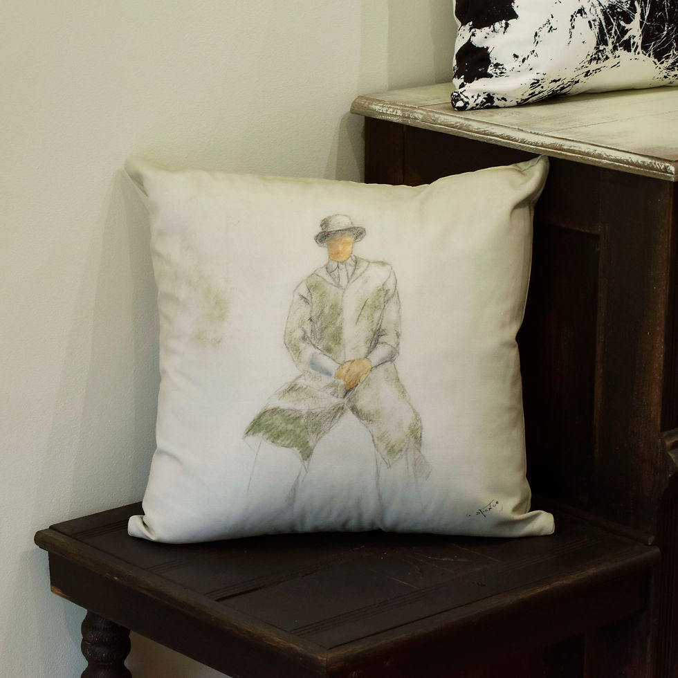 Housse de coussin original 18" "L'Inconnu" vue de dos