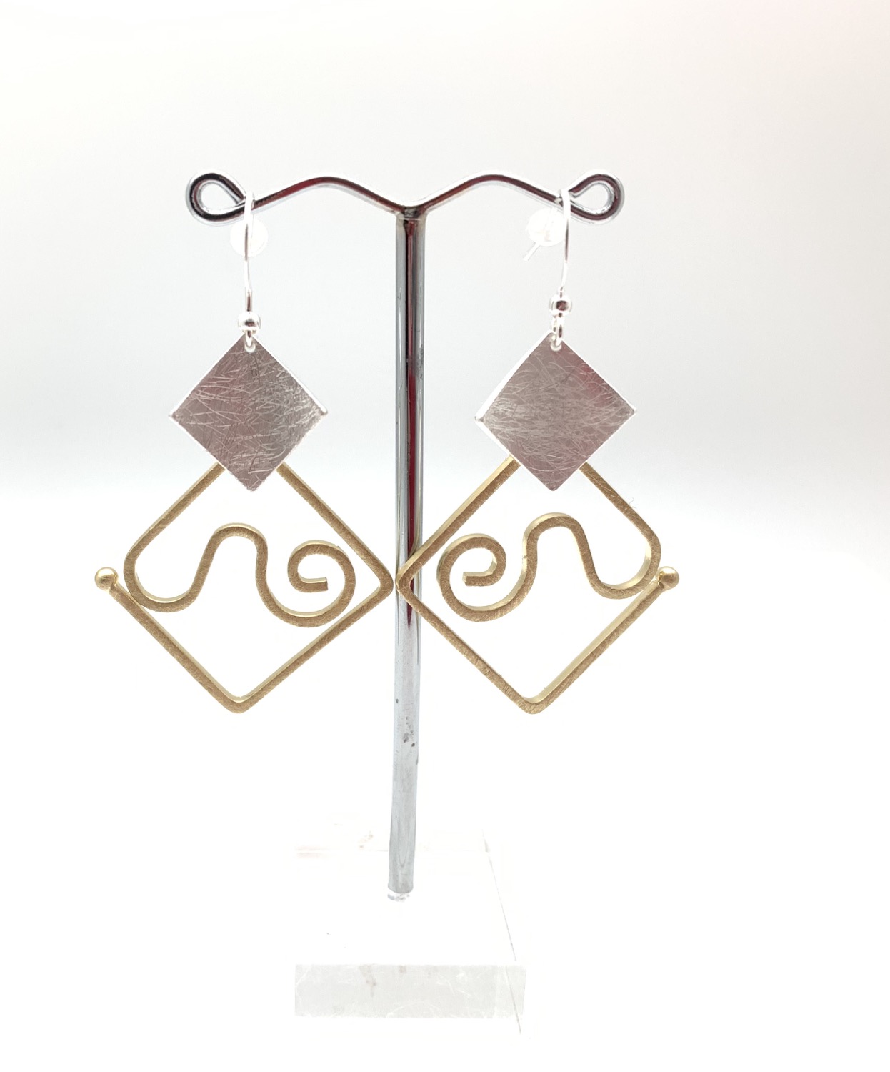 Thumbnail: EG440 Gold and Silver Origami Swirl Earrings