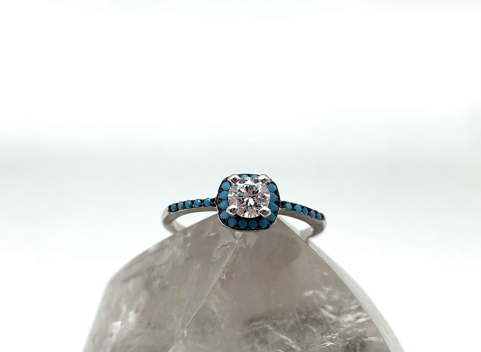 Thumbnail: SR16 Turquoise CZ Silver Ring