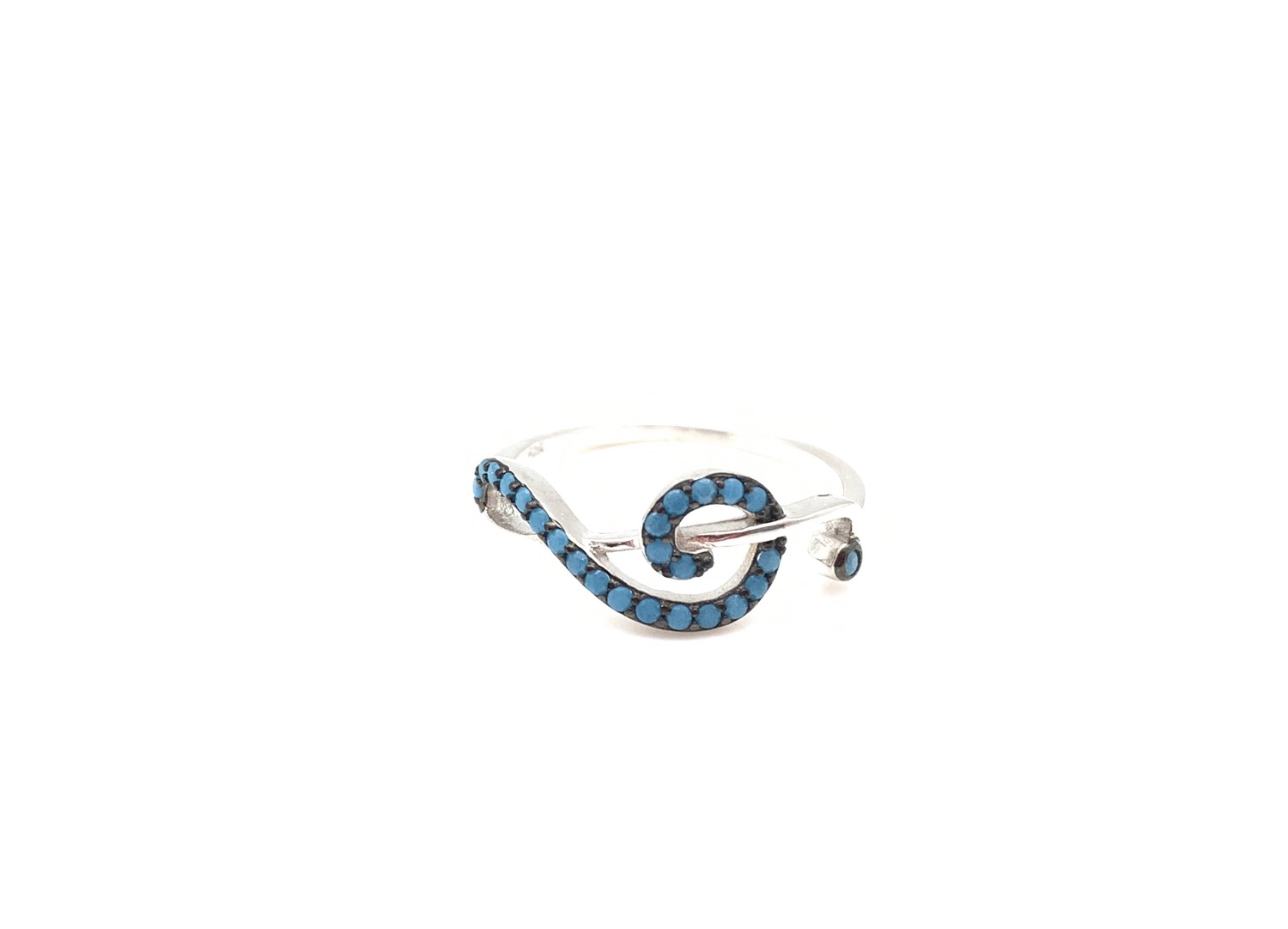 Thumbnail: SR2 Micro Turquoise Sterling Silver Music Ring Size 5, 6, 7, 8, 9, 10