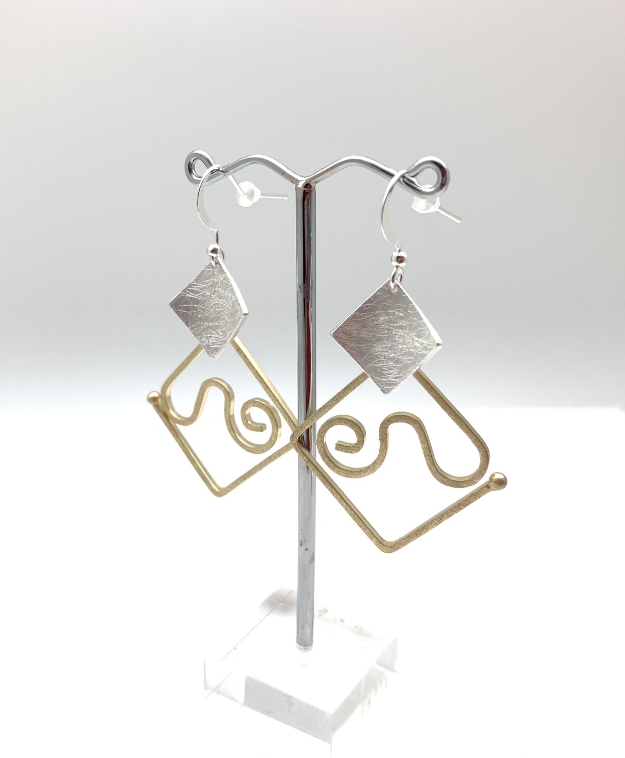 Thumbnail: EG440 Gold and Silver Origami Swirl Earrings