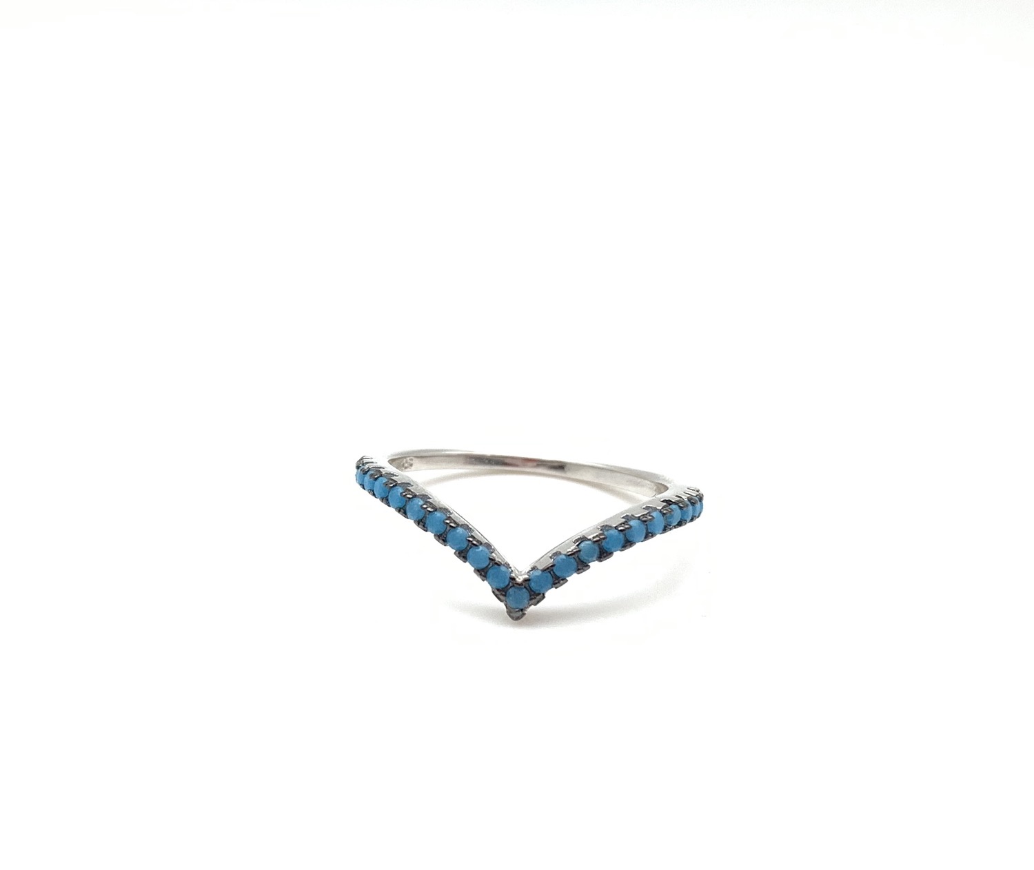 Thumbnail: SR1 Micro Turquoise Sterling Silver Wave Ring, Size 5, 6, 7, 8, 9, 10