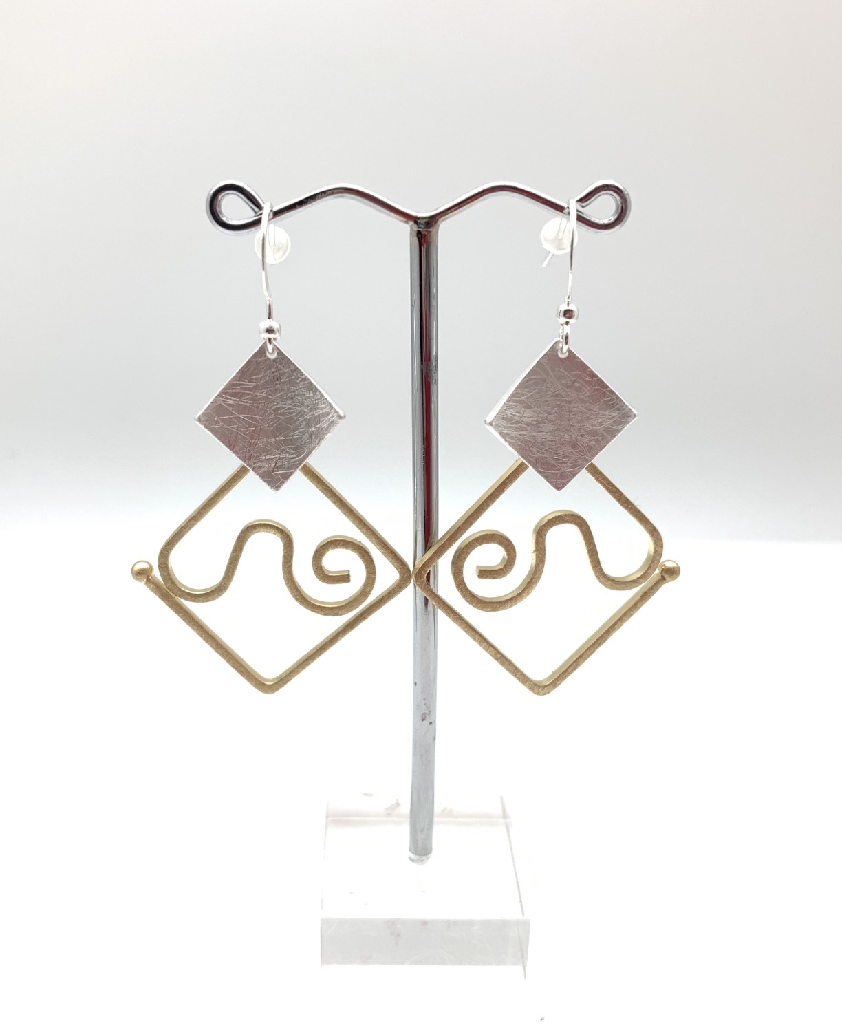 Thumbnail: EG440 Gold and Silver Origami Swirl Earrings