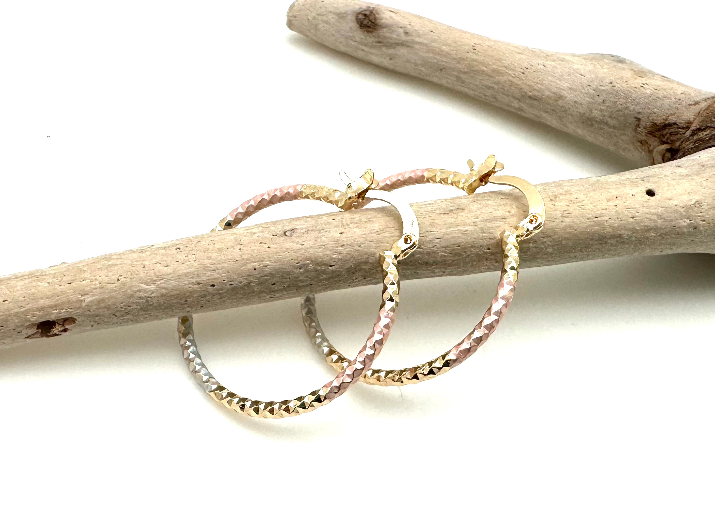 H322 Gold Fill Tri Color 28mm Hoops