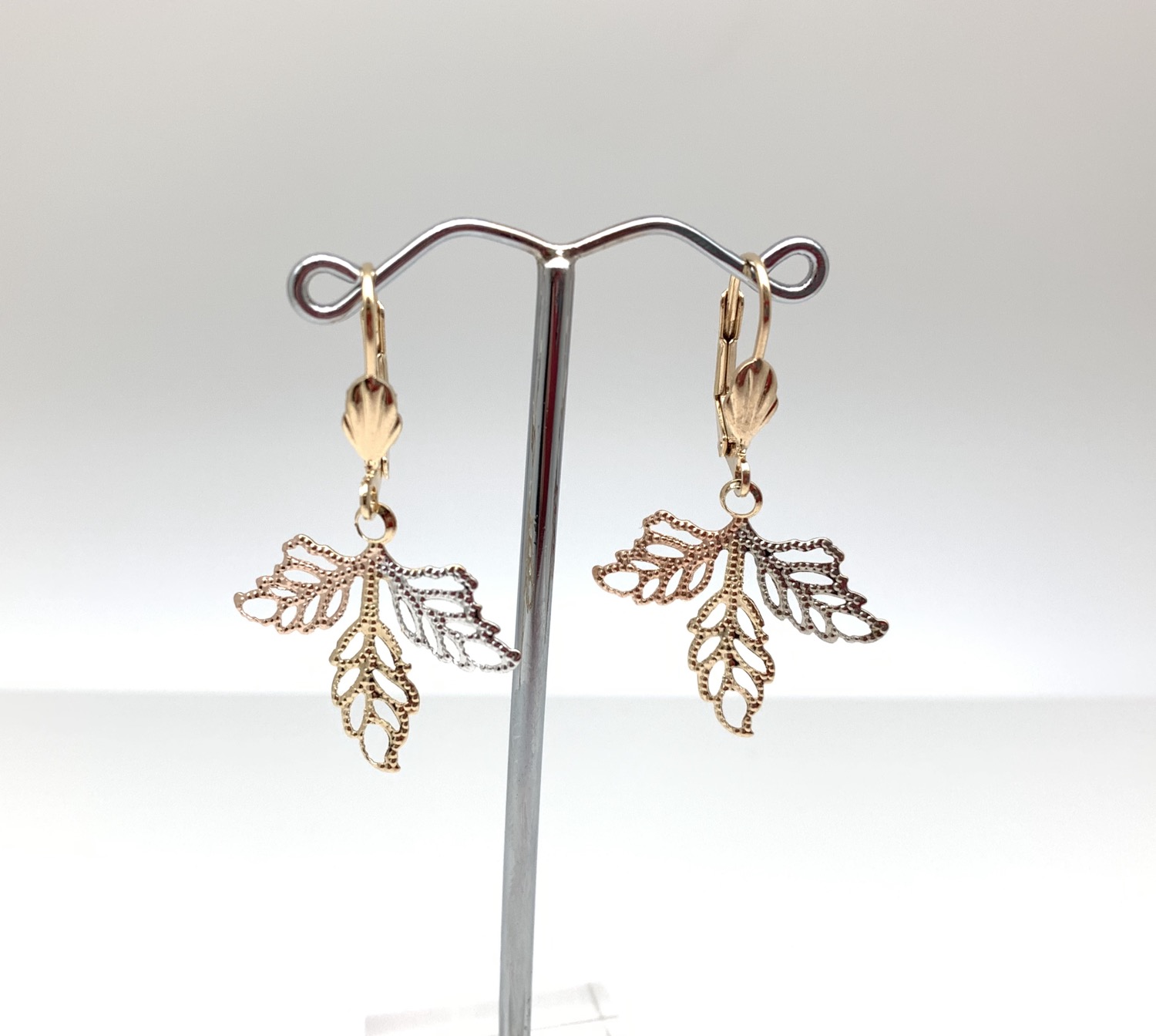 Thumbnail: H131 Tricolor Leaf Earrings